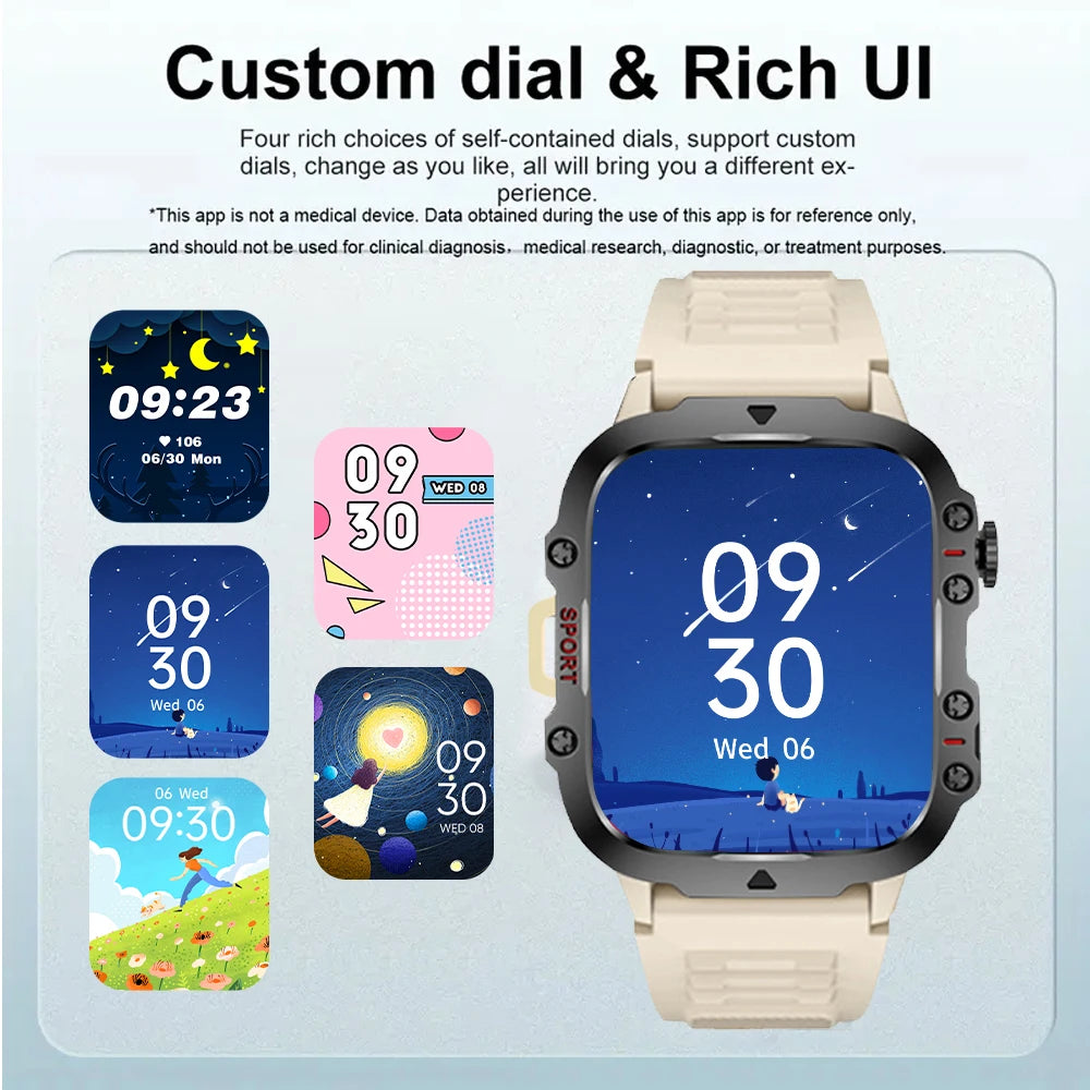 2025 Men Smartwatch Outdoor Sport Exploration Flashlight Counter Bluetooth Call Women Smart Watch Holiday Gift for Android Ios