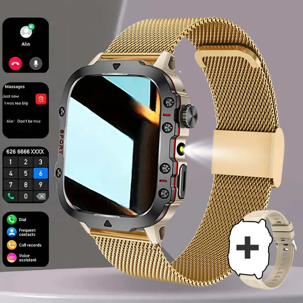 2025 Men Smartwatch Outdoor Sport Exploration Flashlight Counter Bluetooth Call Women Smart Watch Holiday Gift for Android Ios
