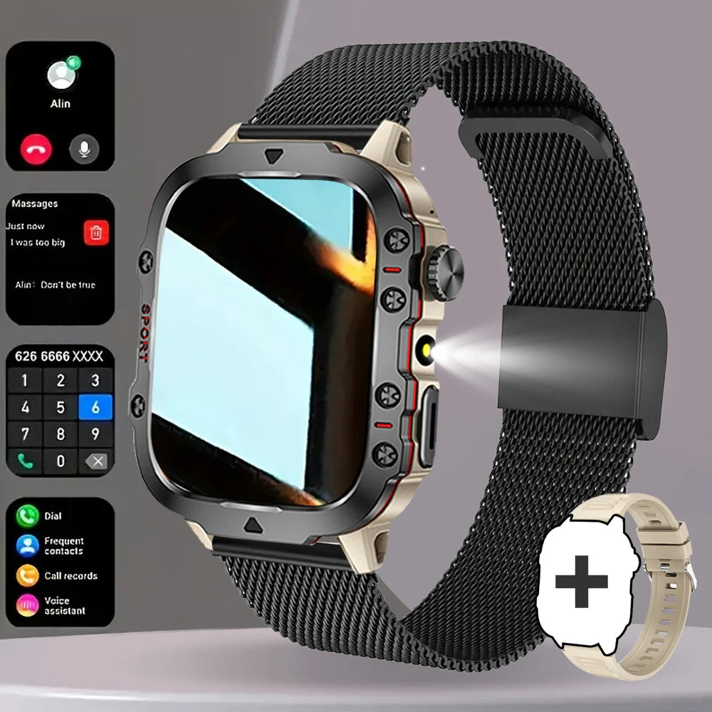 2025 Men Smartwatch Outdoor Sport Exploration Flashlight Counter Bluetooth Call Women Smart Watch Holiday Gift for Android Ios