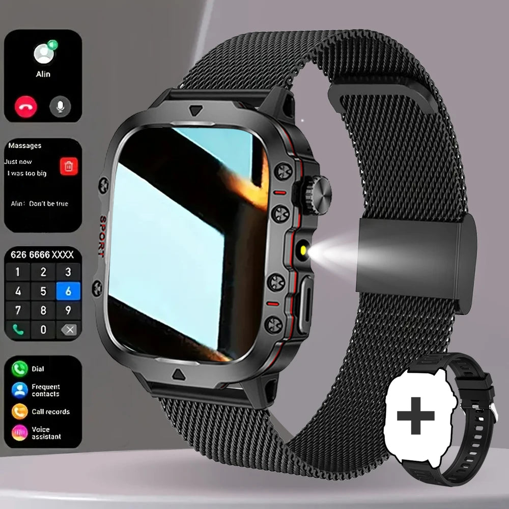 2025 Men Smartwatch Outdoor Sport Exploration Flashlight Counter Bluetooth Call Women Smart Watch Holiday Gift for Android Ios
