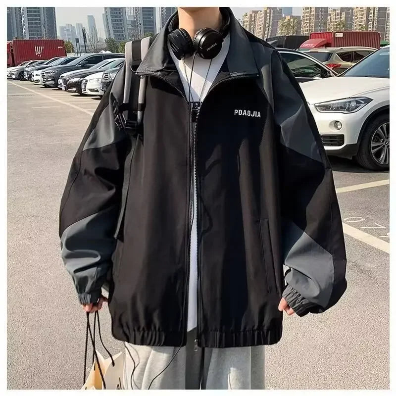 Casual Men'S Jacket Spring Autumn Korean Style Fashionable Versatile Couple Hong Kong Style Loose Storm Coat