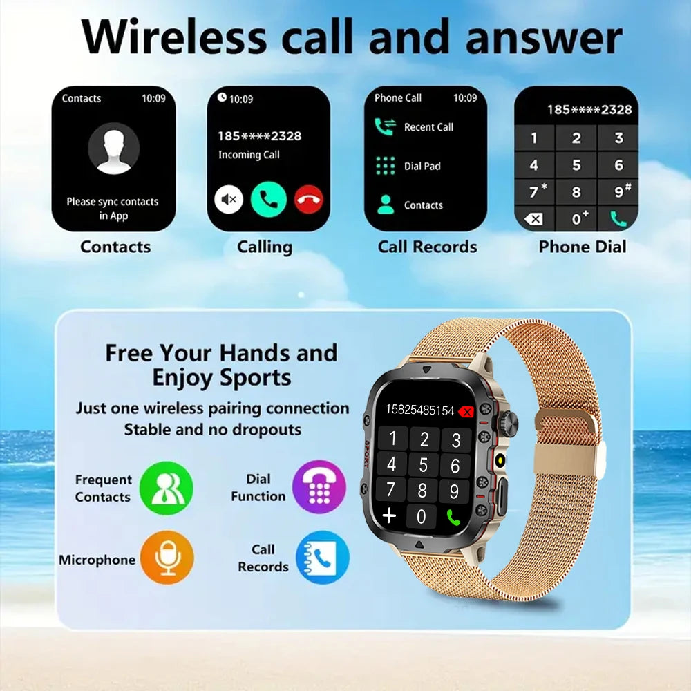 2025 Men Smartwatch Outdoor Sport Exploration Flashlight Counter Bluetooth Call Women Smart Watch Holiday Gift for Android Ios