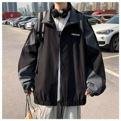  Casual Men'S Jacket Spring Autumn Korean Style Fashionable Versatile Couple Hong Kong Style Loose Storm Coat