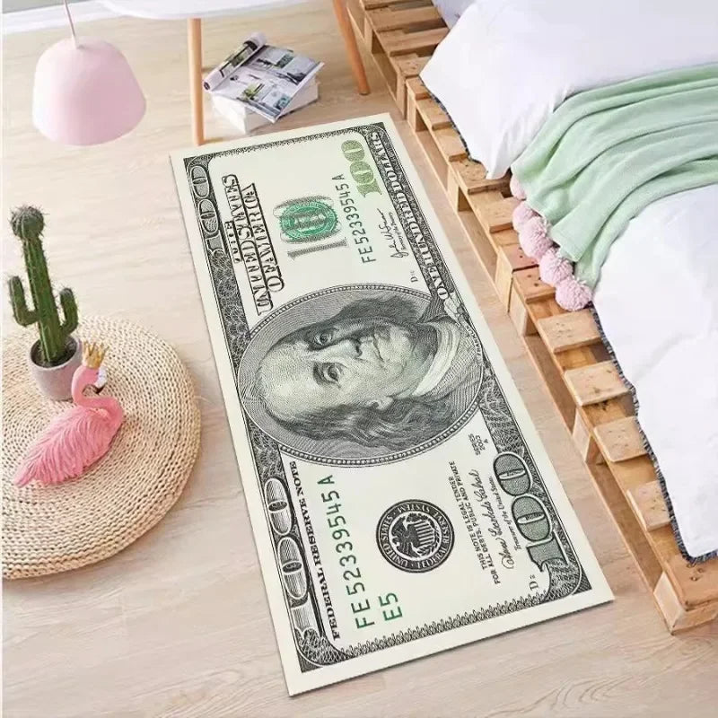 Money Rugs 100 Dollar Bill Runner Area Rug for Living Room 