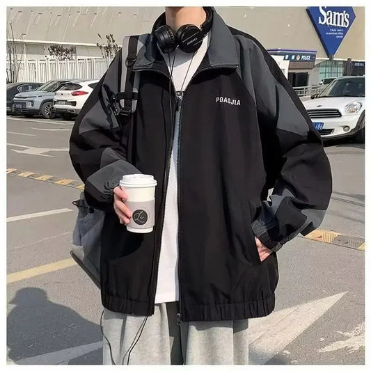  Casual Men'S Jacket Spring Autumn Korean Style Fashionable Versatile Couple Hong Kong Style Loose Storm Coat