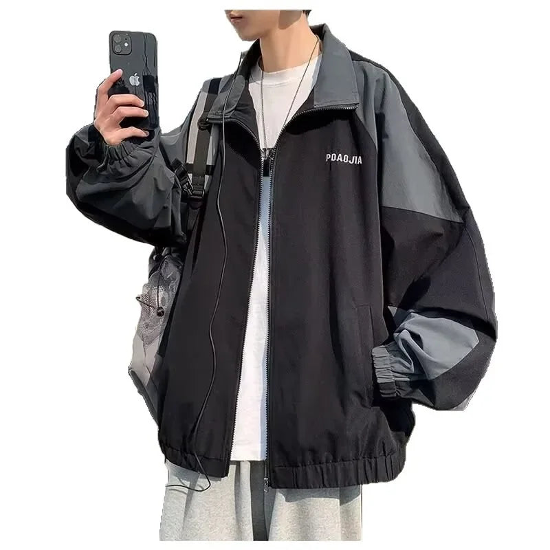  Casual Men'S Jacket Spring Autumn Korean Style Fashionable Versatile Couple Hong Kong Style Loose Storm Coat