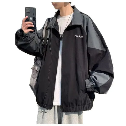  Casual Men'S Jacket Spring Autumn Korean Style Fashionable Versatile Couple Hong Kong Style Loose Storm Coat