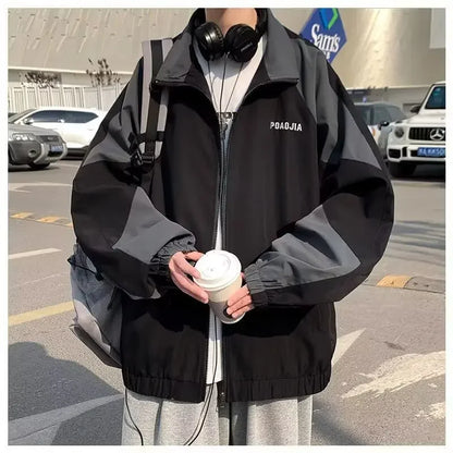  Casual Men'S Jacket Spring Autumn Korean Style Fashionable Versatile Couple Hong Kong Style Loose Storm Coat