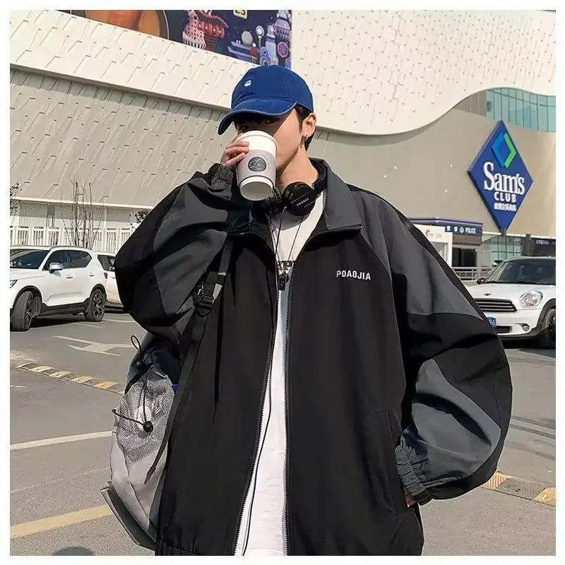  Casual Men'S Jacket Spring Autumn Korean Style Fashionable Versatile Couple Hong Kong Style Loose Storm Coat