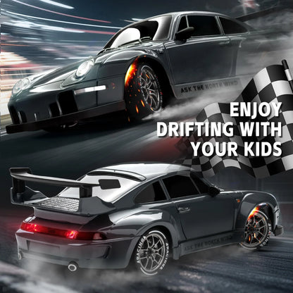 4WD 1/24 RC Drift Car 2.4G 20KM/H High Speed Drift Remote Control Cars Vehicle LED Lights Roadblock Drifting Tires Kid Gift Toys