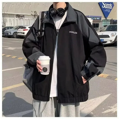  Casual Men'S Jacket Spring Autumn Korean Style Fashionable Versatile Couple Hong Kong Style Loose Storm Coat