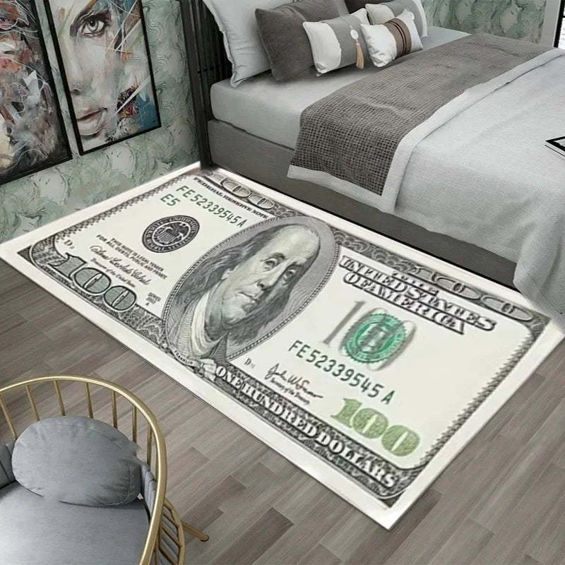 Money Rugs 100 Dollar Bill Runner Area Rug for Living Room 