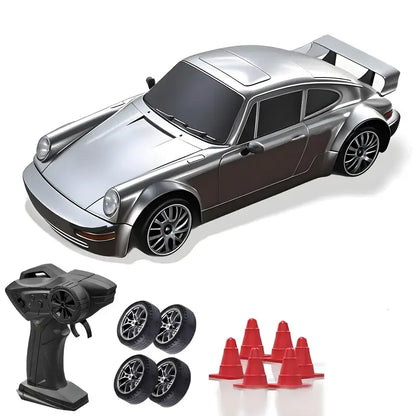 4WD 1/24 RC Drift Car 2.4G 20KM/H High Speed Drift Remote Control Cars Vehicle LED Lights Roadblock Drifting Tires Kid Gift Toys